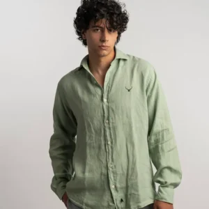 camisa lino verde