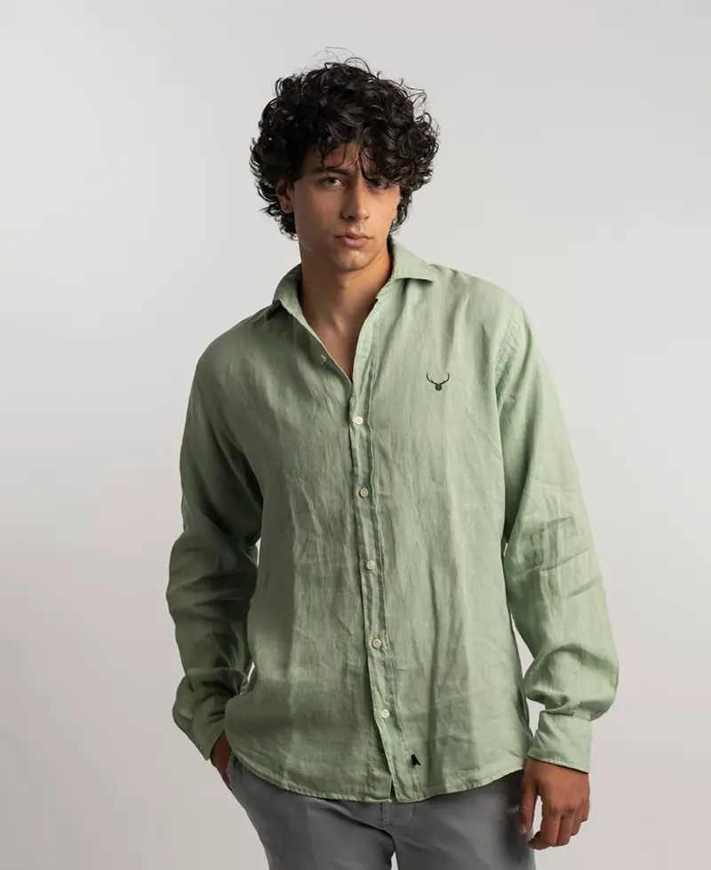 camisa lino verde